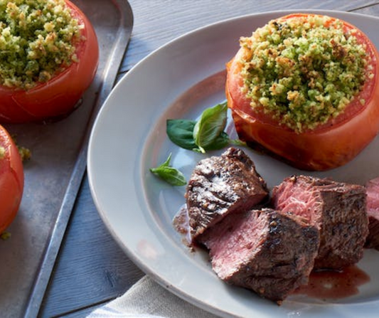 Arrachera con Tomates Rellenos